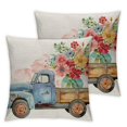 thumbnail image 2 of Acheng Blue Truck Hydrangea Spring Throw Pillow Covers Pink Floral Outdoor Spring Summer Decor Farmhouse Lumbar Decorative Throw Pillows Cases Decorations for Couch Sofa Porch,Set of 2 White, 2 of 6