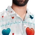 thumbnail image 5 of Valentine's Day Love ECG Men's Short Sleeve Poplin Shirt, Casual Printed Button Down, Summer Beach Hawaiian Shirts, Unisex, 5 of 6