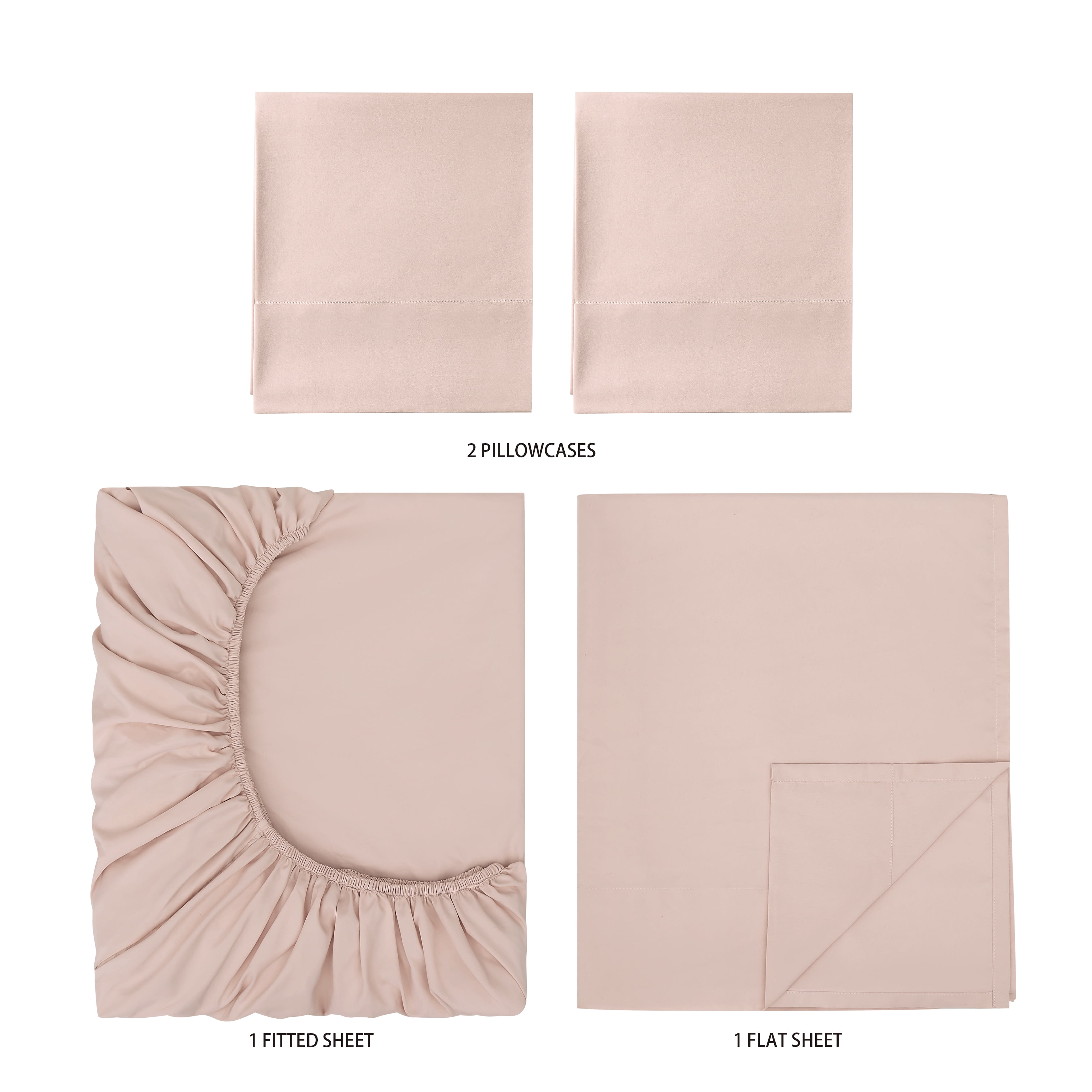 Mainstays Super Soft Brushed Microfiber Bed Sheet Set, King, Pink Blush, 4 Piece