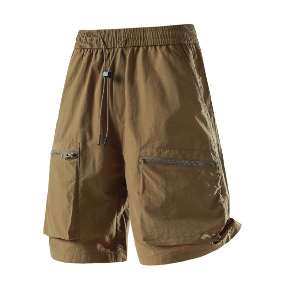Eryao Mens Big and Tall Outdoor Utility Cargo Shorts Summer Elastic Waist Shorts with Pockets Lightweight Breathable Work Short Pants,Coffee,XXXXXL
