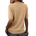 thumbnail image 4 of Women's Tops Dressy Casual Summer Crewneck Short Sleeve Sweaters Knit Solid Trendy Hollow Out Shirts Blouses Gold 2XL, 4 of 7