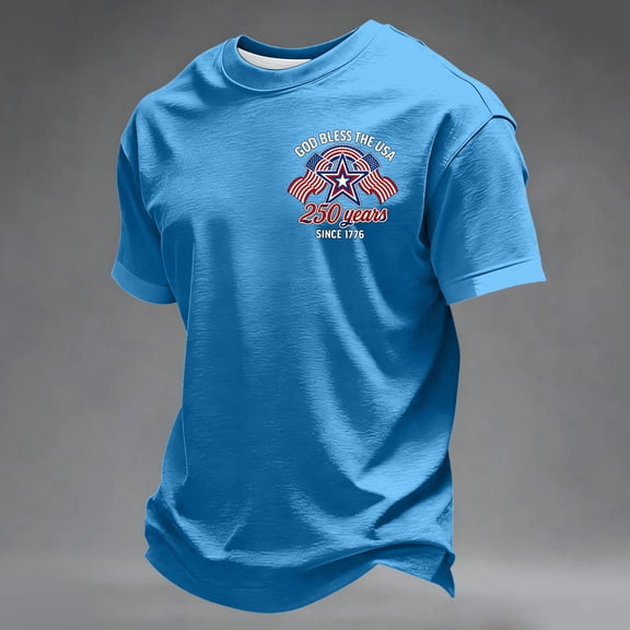 Dwelliawo Men's 250th Anniversary Usa Polo Shirt 250 Anniversary Usa Freedom Short Sleeve Polo Shirts We the People Patriotic Shirt Patriotic Tee Light Blue XL