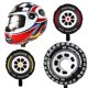 thumbnail image 4 of Globos de aluminio con temática de autos de carrera, casco con ruedas de auto, eventos deportivos, suministros para fiestas de autos de carrera, decoración para cumpleaños de niño, carreras a cuadros, 4 of 5