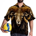 thumbnail image 4 of Aries Constellation Men's Short Sleeve Hawaiian Print Button Down Beach Shirt, 4 of 6