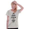 thumbnail image 4 of Keep Calm Fish On Fishing Enthusiast Womens Fitted Plus Size Graphic Tee Brisco Brands 3X, 4 of 5