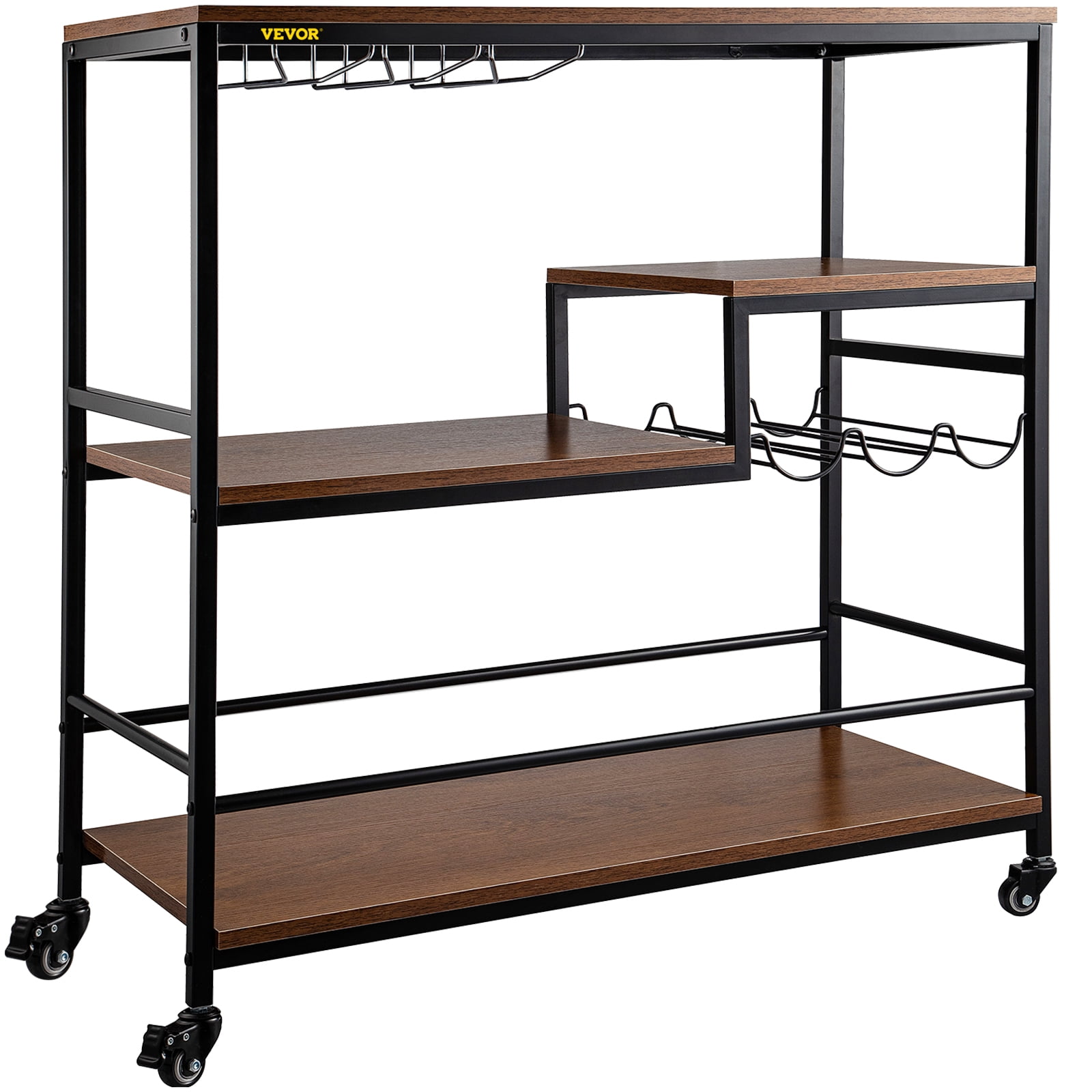 VEVORbrand Rustic Bar Cart 3 Tier Industrial Bar Cart For Home Bar