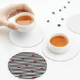 thumbnail image 7 of Pofeuu Ladybugs on Black and White Striped Print Leather Coasters Set of 6, Round Cups Mugs Mat Pad for Home Kitchen Heat Resistant Drink Coasters,Round Shape, 7 of 7