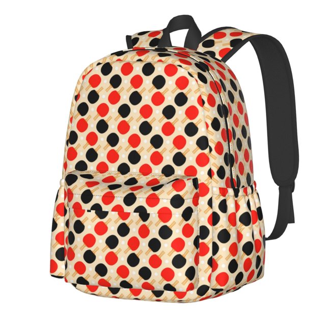 Wukai Table Tennis Rackets Print Large Capacity Student Backpack, Lightweight School Bag, Suitable for School, Work, Sports and Travel, Unisex