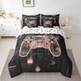 thumbnail image 2 of YST Gaming Full Bedding Sets for Girls Pink Black Gamepad 7 Piece Comforter Set, Geometric Grid Square, 2 of 5