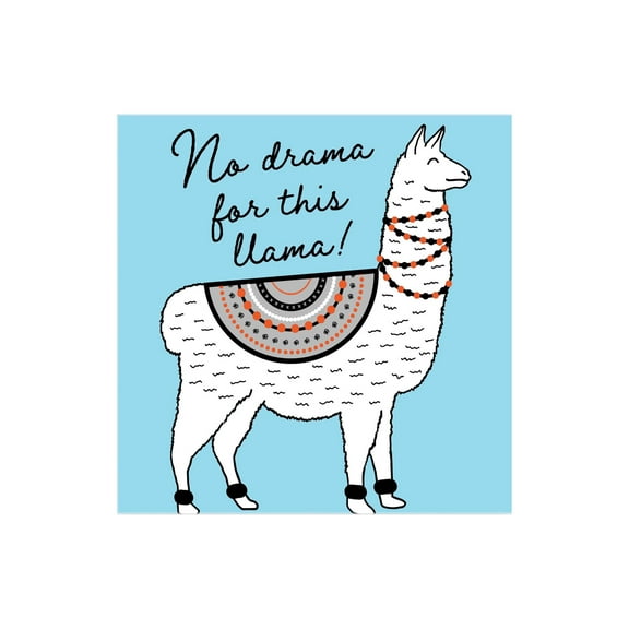 No Drama Llama Sky Blue Llama 12 x 12 Wood Wall Sign Plaque