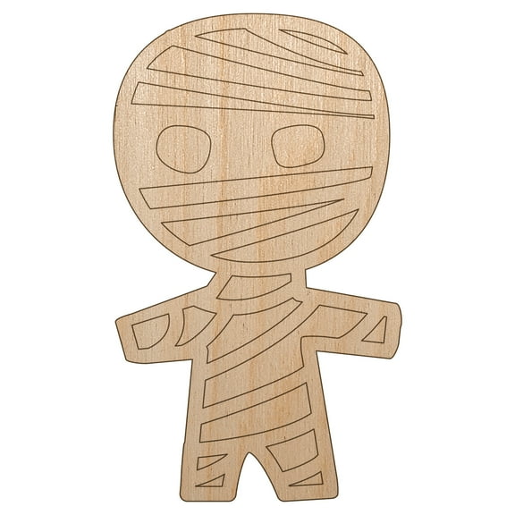 Wary Mummy Doodle Halloween Wood Shape Unfinished Piece Cutout Craft DIY Projects - 4.70 Inch Size - 1/8 Inch Thick