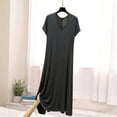 thumbnail image 5 of Blmnix Bamboo Nightgowns Women's Nightgowns & Sleepshirts Sleepshirts Long Nightgowns Nightgowns Gray Crew Neck Short Sleeve Nightgowns for Women Soft Cotton,L, 5 of 5