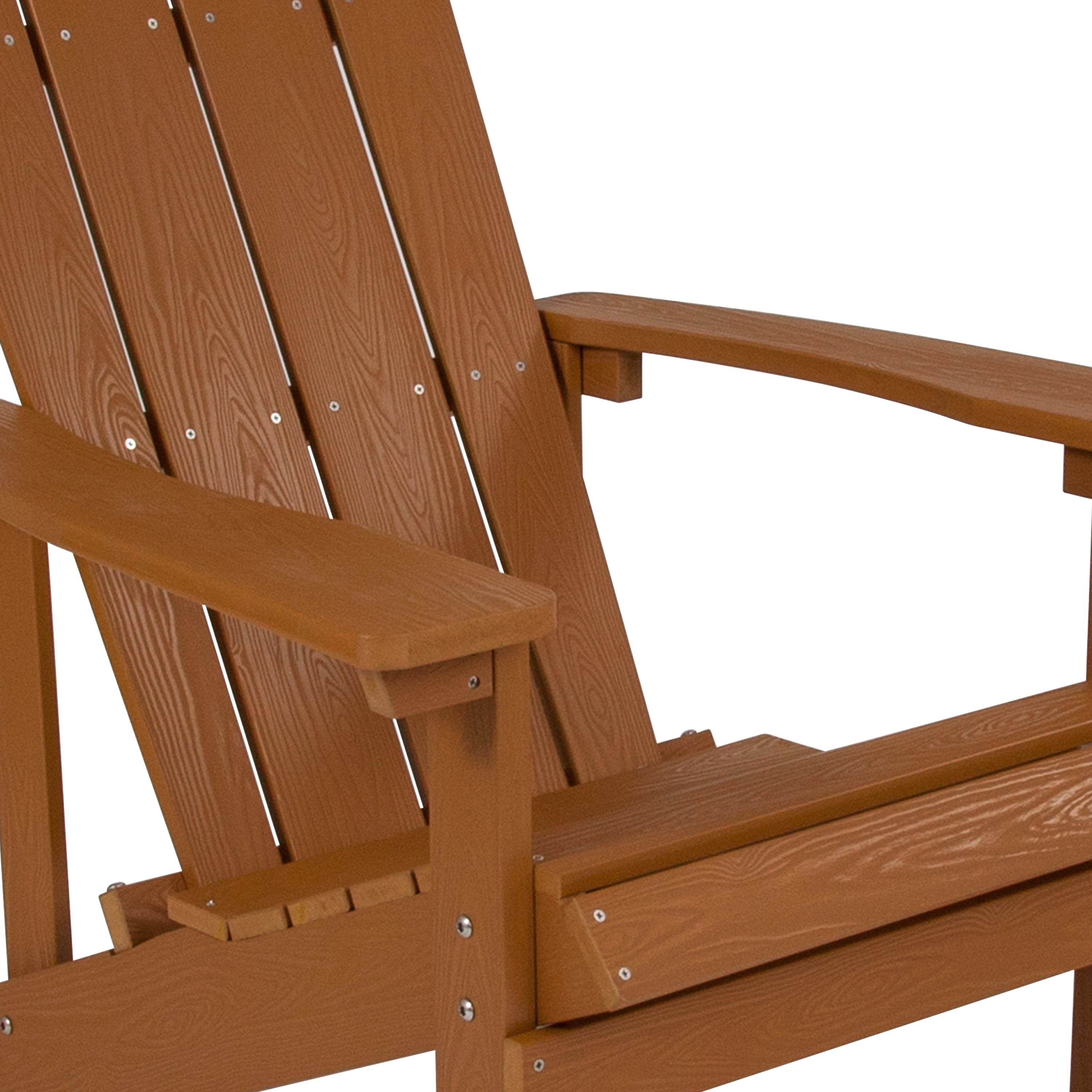 Emma + Oliver Set of 2 Outdoor Teak All-Weather Poly Resin Wood Adirondack Chairs