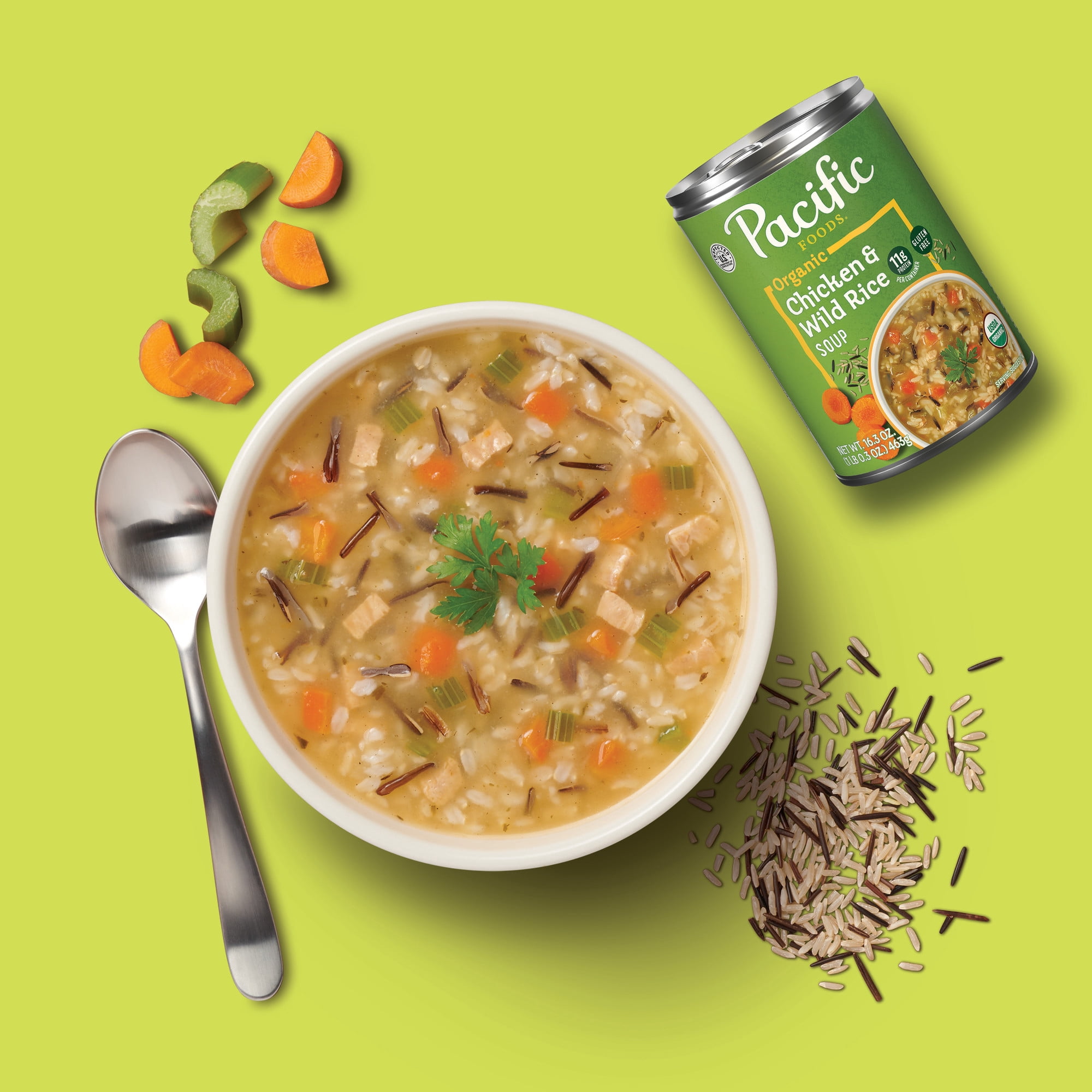 (12 pack) Pacific Foods Organic Chicken and Wild Rice Soup, 16.3 oz Can