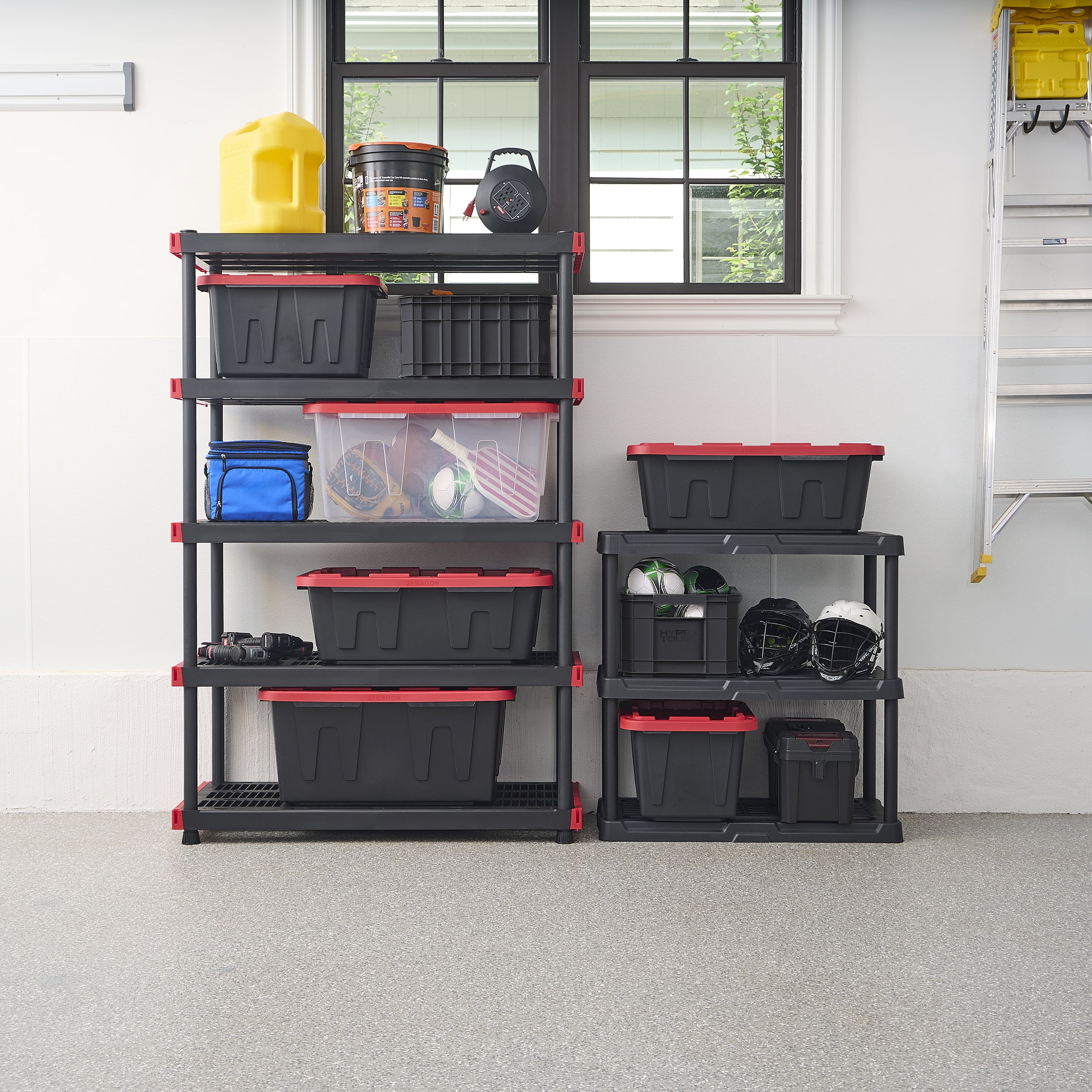 Hyper Tough 3 Shelf Black Plastic Storage Shelf, 36" W x 18" D x 36.2" H, Holds up to 450 lb Total Capacity