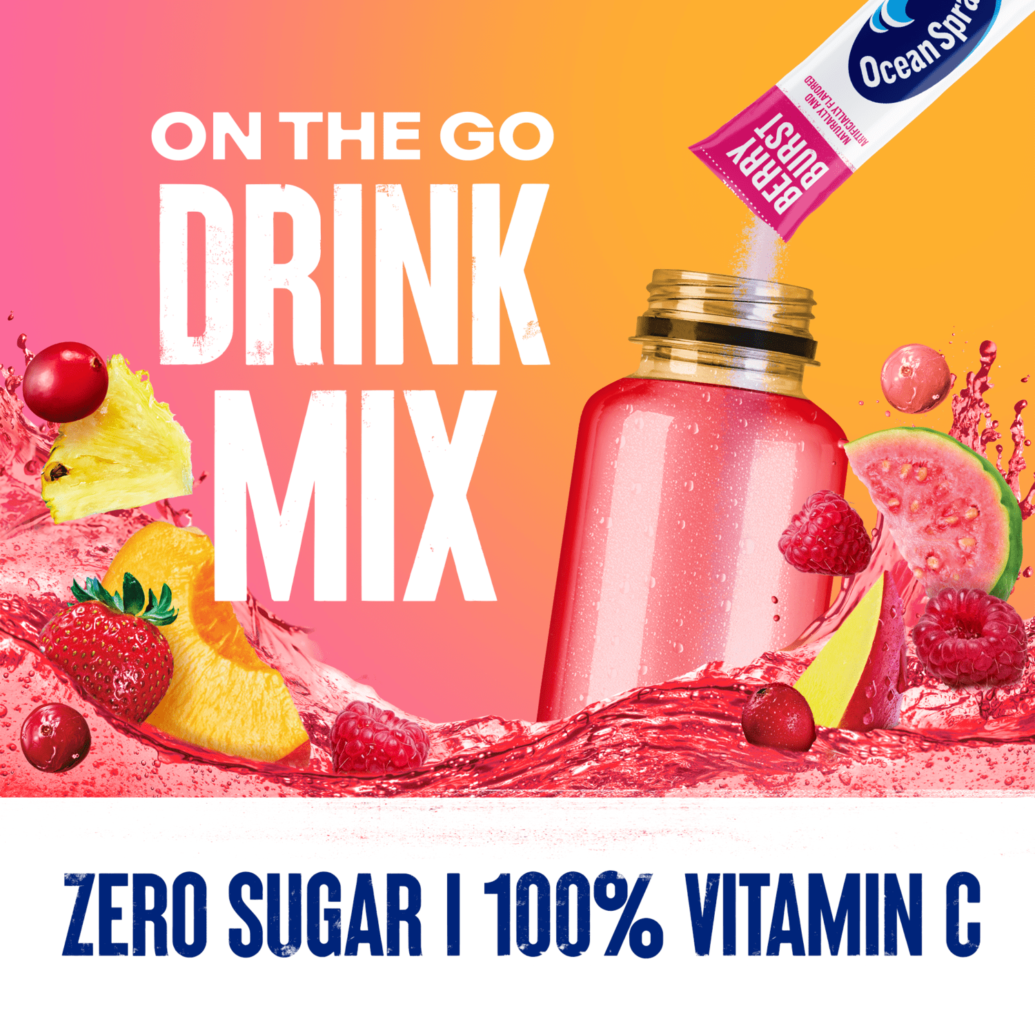 Ocean Spray Powder Drink Mix Variety Pack, Island Mix, Zero Sugar, 30 Sticks