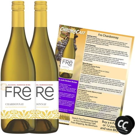 Sutter Home Fre Chardonnay Non-Alcoholic Wine Experience Bundle with Chromacast Pop Socket, Seasonal Wine Pairings & Recipes, 12/750ML, 2-Pack