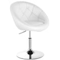thumbnail image 2 of Patiojoy Tabourets de Bar Pivotants Modernes Hauteur Réglable Dossier Rond Capitonné Chaise d'Appoint Blanc, 2 of 10