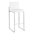thumbnail image 4 of Fuji High Back Bar Stool Set of 3 Steel, Bar Chairs Set of 3, Stainless Steel Bar Stools, Bar Stools Set of 3 with Backs (White Faux Leather), 4 of 6