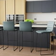thumbnail image 2 of LeisureMod Brooklyn Modern Leather Bar Stool Set of 2 in Peacock Blue, 2 of 8