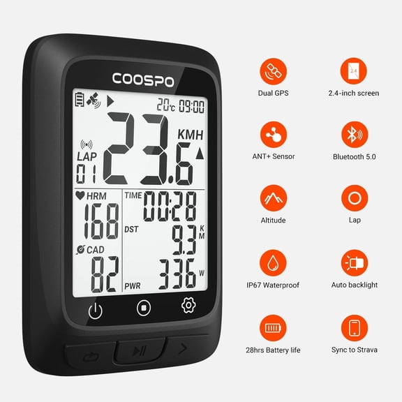 COOSPO Bike Computer GPS Wireless with BK467 Cadence/Sensor
