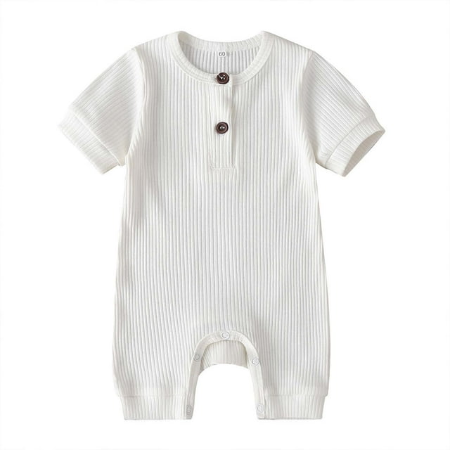 Birdeem Barboteuse pour Bébés Filles Combinaison d'Été pour Enfants Garçons et Filles Bébé Bouton Manches Courtes Col Rond Mignonne Unie Shorts Barboteuses