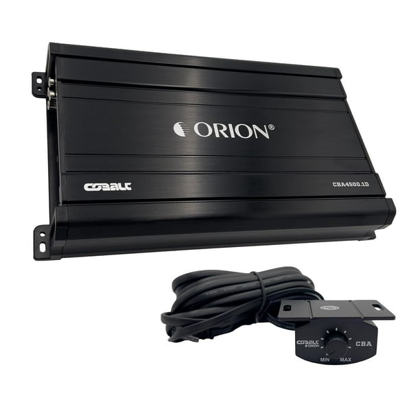 Orion Cobalt CBA4500.1D Amplificador monobloque de 1 canal clase D para subwoofer de coche, 4500 W máximo, 1 ohmio estable, filtro subsónico y de paso bajo ajustable con refuerzo de graves, fuente de