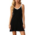 thumbnail image 2 of NominalSnug Nightgowns for Women Built in Bra Sleeveless Pajamas Dress V Neck Soft Sleepshirts Comfy Nightshirts, 2 of 8