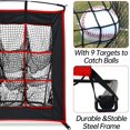thumbnail image 3 of Gagalileo 9-Hole Baseball & Softball Pitching Net, Heavy-Duty Steel Frame Strike Zone Target, Portable Accuracy Trainer for Backyard Practice, 3 of 12