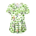 thumbnail image 2 of felwors Valentine Scrub Tops Women V-Neck Short Sleeve Holiday Themed Heart Scrubs (Light Green, S), 2 of 7