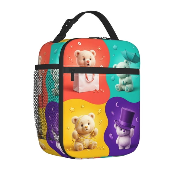 Bear Lunch Bag, Portable Oxford Cloth Insulated Picnic Pack, Reusable High-Density Thermal Bento Carrier, Whimsical Bear Daypack For Outdoor Travel