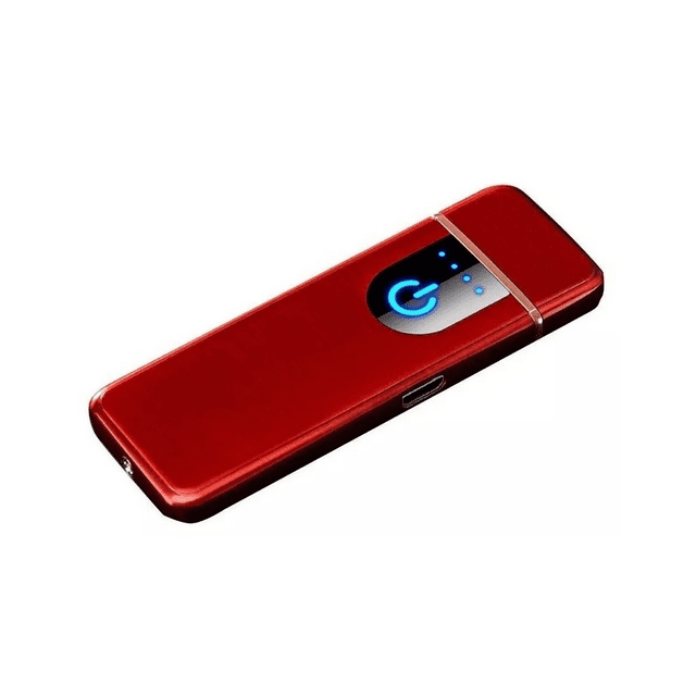 Encendedor Usb Sensor Huella Recargable Rojo