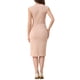 thumbnail image 3 of Vestido de tubo sin mangas con cuello en V para mujeres Inspire Chic, vestido de lápiz con cinturón para el trabajo, color albaricoque, talla XS, 3 of 6
