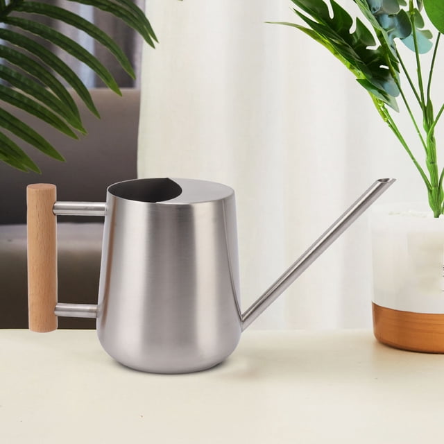 Regadera de Acero Inoxidable de 900 Ml con Pico Largo de Madera Elegante Regadera de Flores para Jardín Plantas de Interior y Exterior ANGGREK Otros