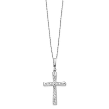 Charm Necklace Set 14kt White Gold Diamond Fascination 18 Inch Cross Religious Chain Necklace Pendant Charm Crucifix Fine Jewelry Ideal Gifts For Women Gift Set From Heart ()