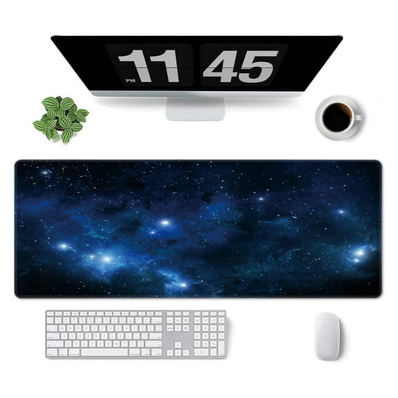TheirNearr Large Mouse Pad, Full Desk XXL Extended Gaming Mouse Pad 31.5" X 11.8", Waterproof Desk Mat with Stitched Edge, Non-Slip Laptop Computer Keyboard Mousepad for Office & Home, Galaxy Design