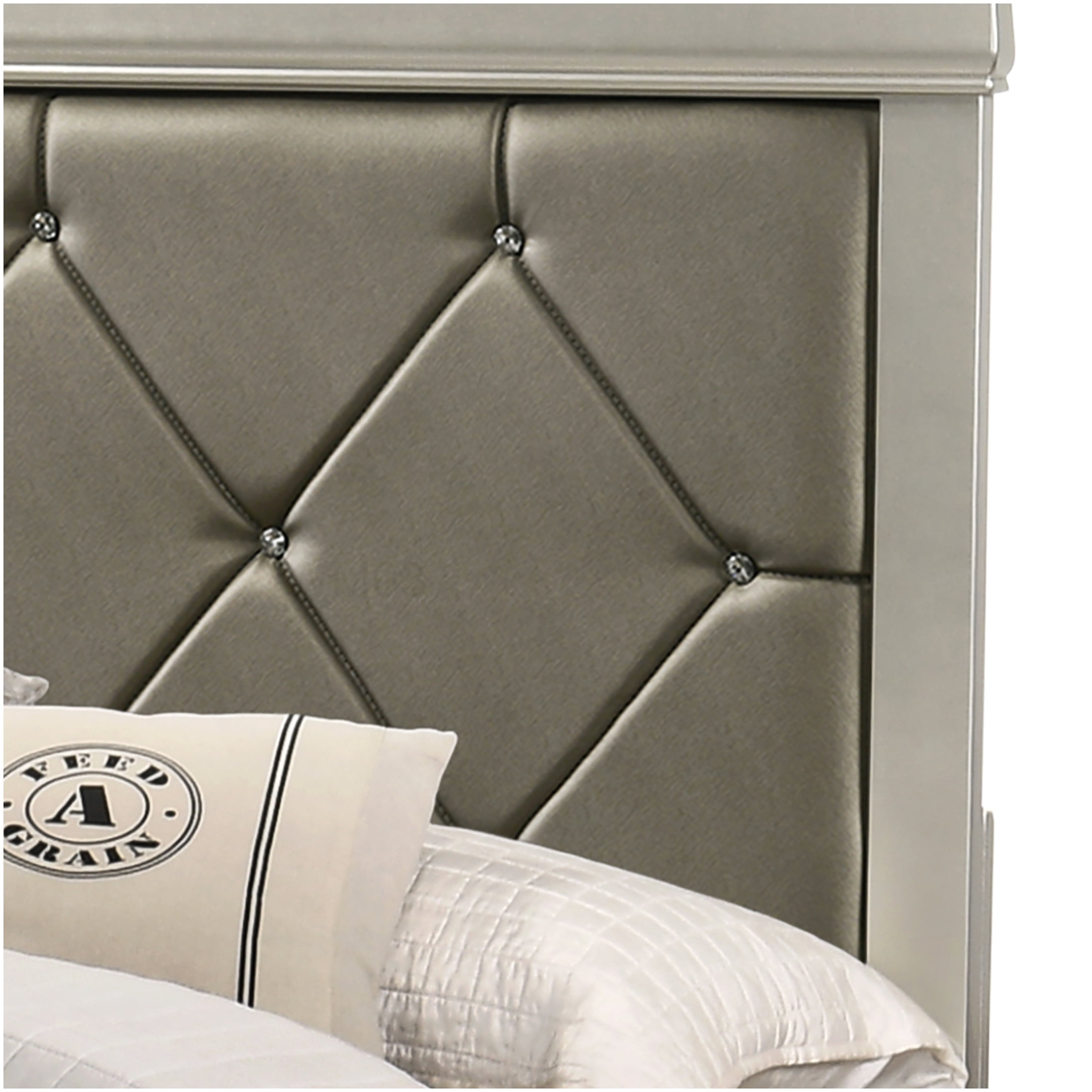 Modern Beige Fabric Upholstered Bed Frame, Queen Size Platform Bed with Tufted Headboard
