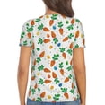 thumbnail image 3 of Fuzoiu Cute Carrot Print Women's V-Neck T-Shirt,Women's Short Sleeve Top, Comfortable for Work, Leisure, and Sports, 3 of 7