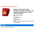 thumbnail image 2 of Right Passenger Side Tail Light Assembly - Compatible with 2002 - 2004 Jeep Grand Cherokee (From 11/2001 Vehicle Production) 2003, 2 of 2