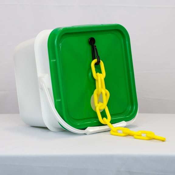 2" x 65' Yellow Heavy Duty Plastic Safety Chain - Pail