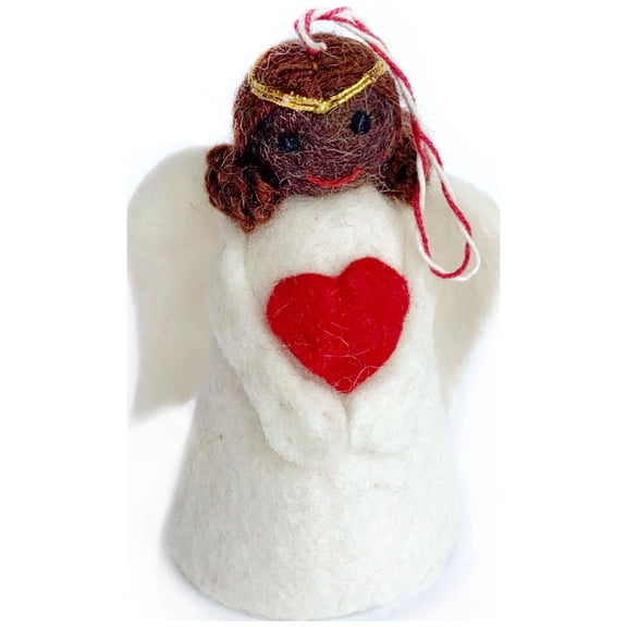 Angel Ornament - Felt Wool Christmas, Fair Trade Handmade in Nepal