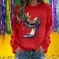 thumbnail image 1 of Xuyuer Women's Carnival Printed Long Sleeved Round Neck Mardi Gras Sweatshirt Carnival Outfits Women Carnival Sweatshirts Fat Tuesday Fashionable Pullover Tops, 1 of 6