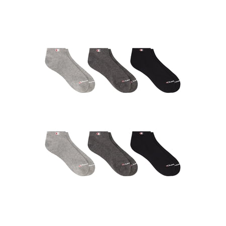 Champion Men’s Lightweight Low Cut Socks 6 Pack, Moisture-Wicking, Arch Support, Stretch Comfort, Sizes 6–12.5