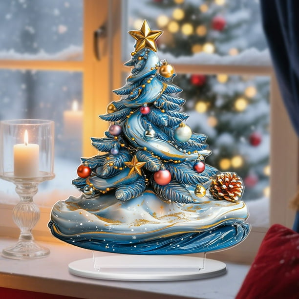 Árbol de Navidad 2D Plano Acrílico Adorno Navidad Hogar Fiesta Escritorio Decoración