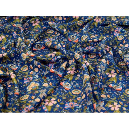 Liberty London Kensington Silk Crepe de Chine Dress Fabric Deep Blue - per yard