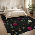thumbnail image 3 of ODIKA 8'x10' Washable Area Rug Vinyl Vintage Disc Music Note Groove Cd Shaped Round Shape Record Flowing for Living Room, Under Sectional, Family , Durable, Non-Slip, 3 of 7