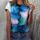 thumbnail image 2 of Jersey de cuello redondo de verano para mujer, camisa informal estampada, blusa superior de fondo Pompotops  hfajkhk138754, 2 of 9