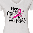 thumbnail image 4 of Inktastic Breast Cancer Awareness Her Fight is our fight Women's V-Neck T-Shirt, 4 of 5