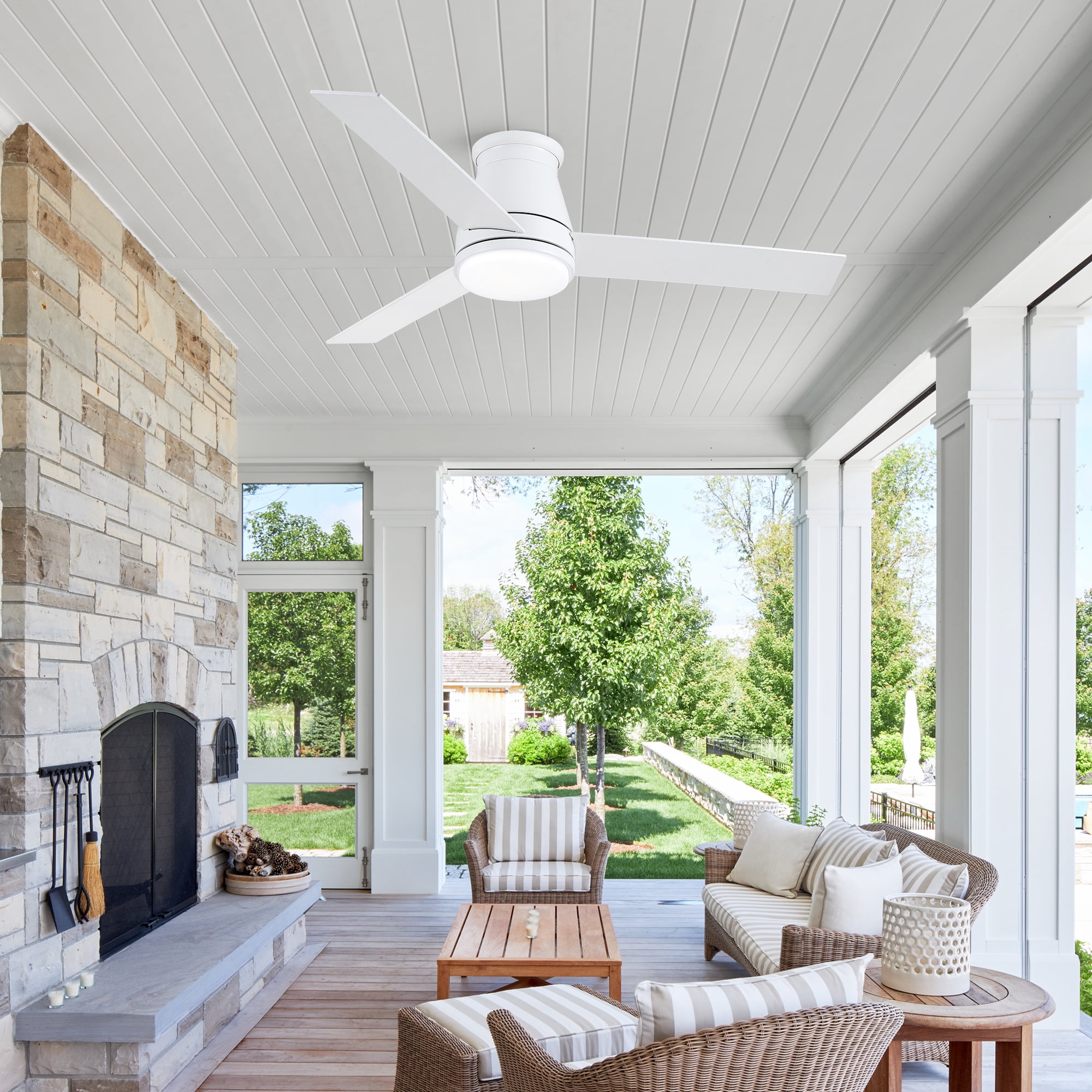 Wellspeed 48 in. Indoor Matte White Low Profile Ceiling Fan with 3 Blades and DC Motor