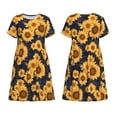 thumbnail image 5 of Defioc Navy Blue Plaid Sunflower Pattern Womens Summer Dresses Short Sleeve Sundress 2025 Beach Vacation Dresses with Pockets -XX-Large, 5 of 6